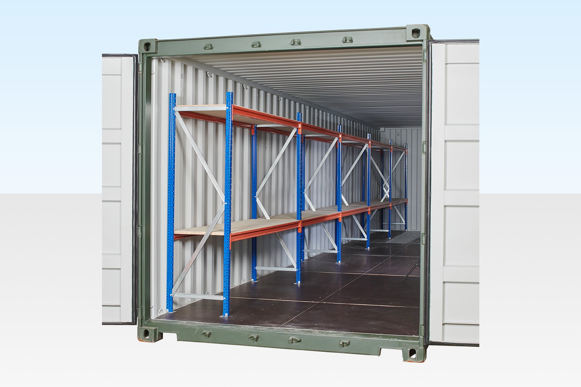 Container Racking – Adjustable, Heavy Duty Two Tier (5 Bays)