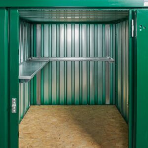 2m Flat Pack Container Shelving Bundle – One Side & Rear (Single Tier)
