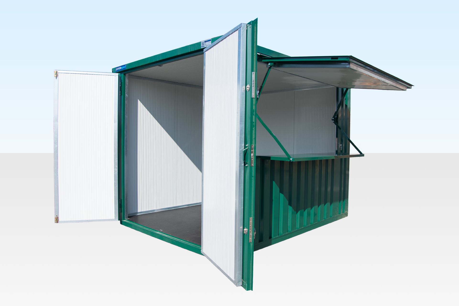 Insulated 4m XL Flat Pack Kiosk (RAL6005) – Green - Image 2