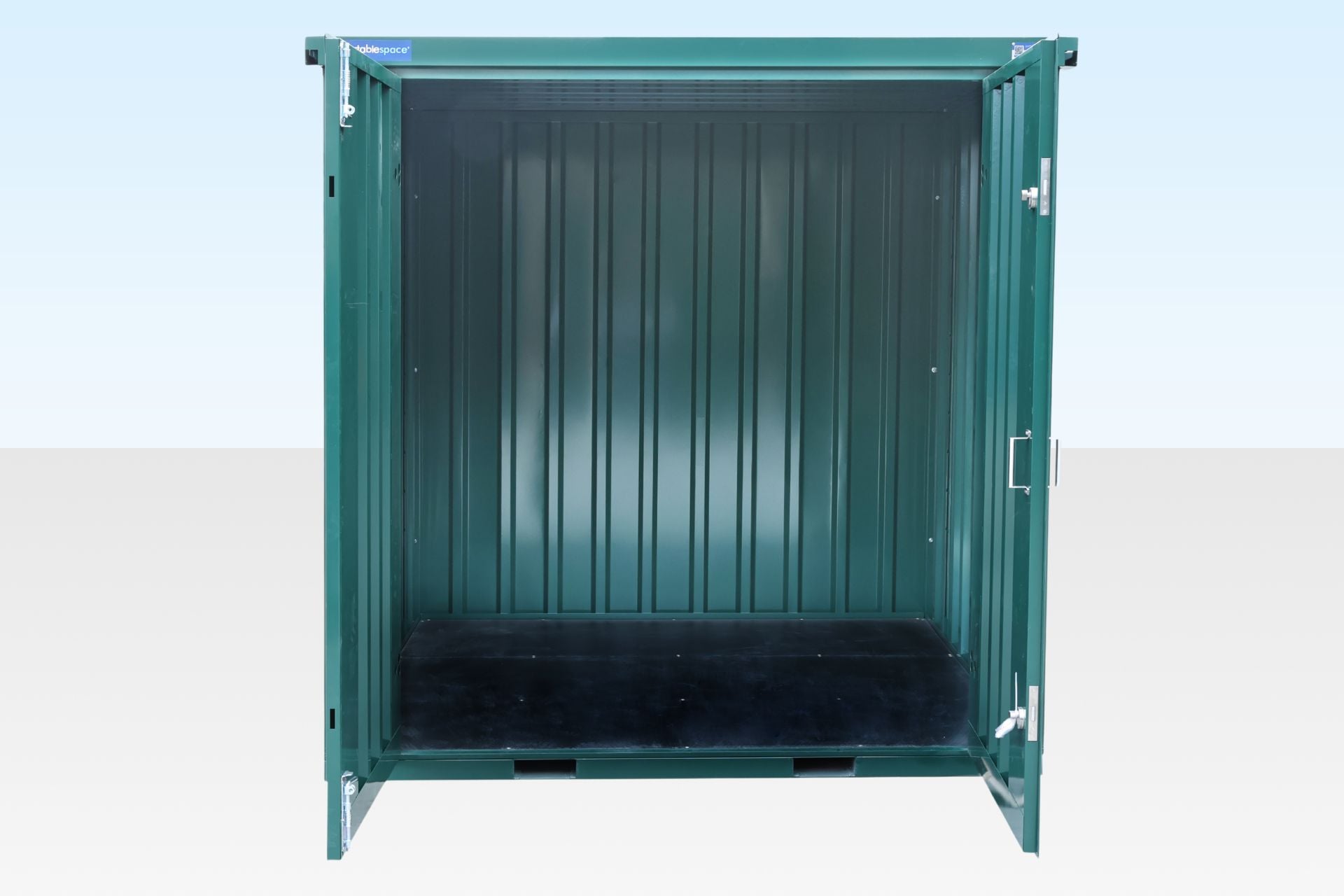 2m Flat Pack Storage Container – Powder Coated Green - Image 2