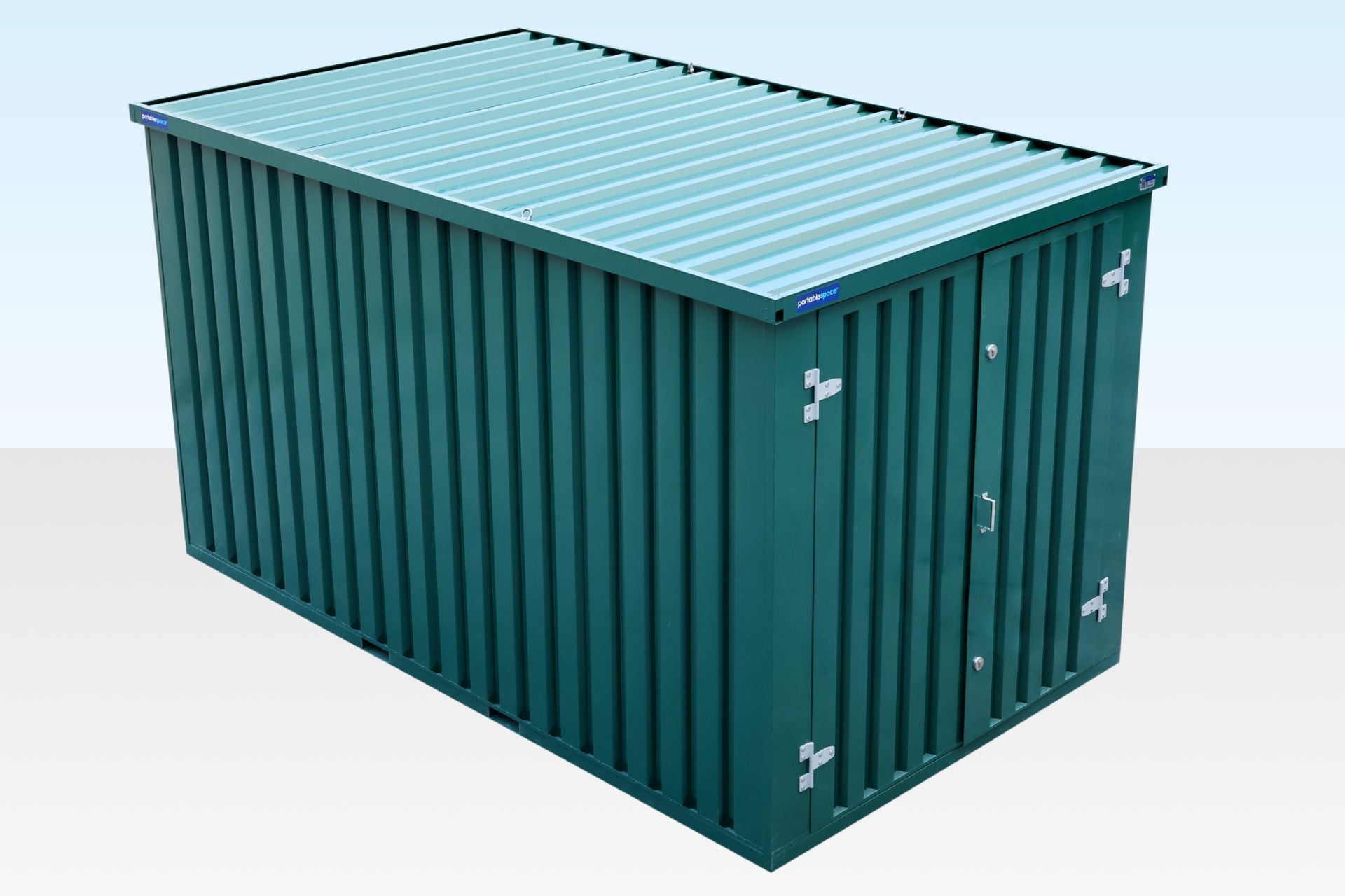 4m Flat Pack Storage Container – Powder Coated Green