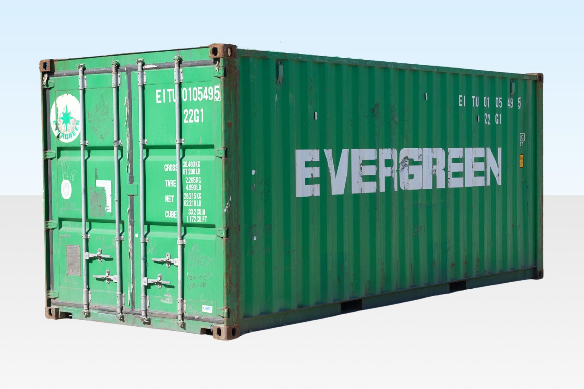 20ft Used Evergreen Shipping Container – High-Grade