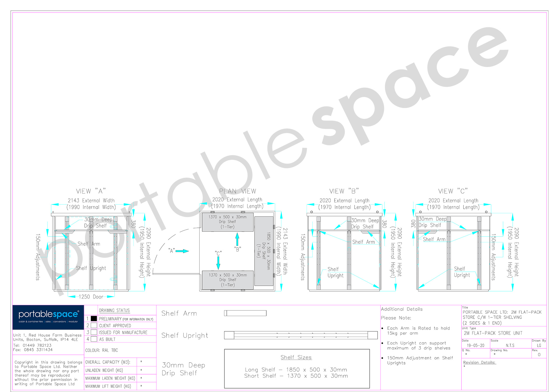 2m Flat Pack Container Shelving Bundle – Both Sides & Rear (Single Tier) - Image 2