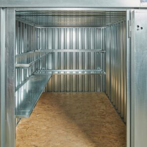 3m Flat Pack Container Shelving Bundle – One Side & Rear (Two Tier)